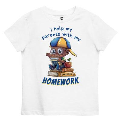 I Help My Parents With My Homework - Organic Cotton Kids T-shirt - Afro Hair | AUTISM AMONG US