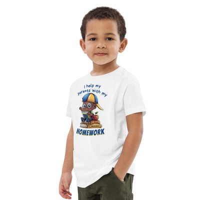 I Help My Parents With My Homework - Organic Cotton Kids T-shirt - Afro Hair | AUTISM AMONG US