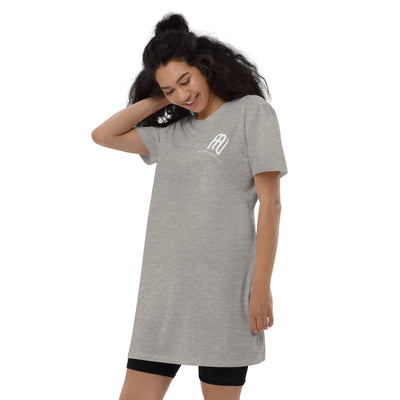 Umweltfreundliches Spinner-T-Shirt-Kleid aus Bio-Baumwolle mit weißem Logo | AUTISMUS UNTER UNS