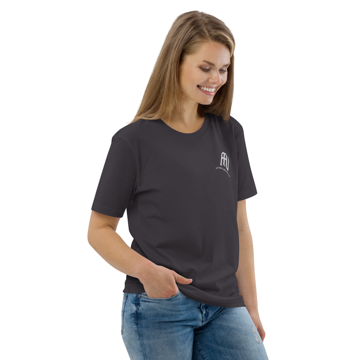 Eco-Friendly Organic Cotton Unisex T-shirt - Embroidery Logo & Autism Among Us Text | AUTISM AMONG US