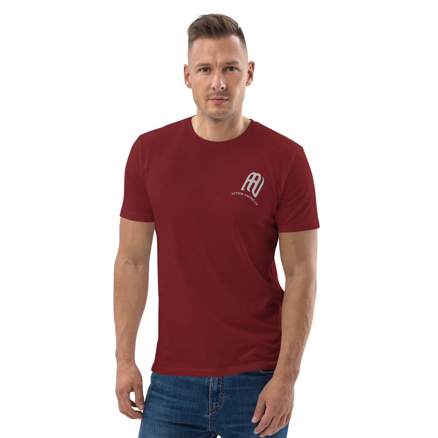 Eco-Friendly Organic Cotton Unisex T-shirt - Embroidery Logo & Autism Among Us Text | AUTISM AMONG US