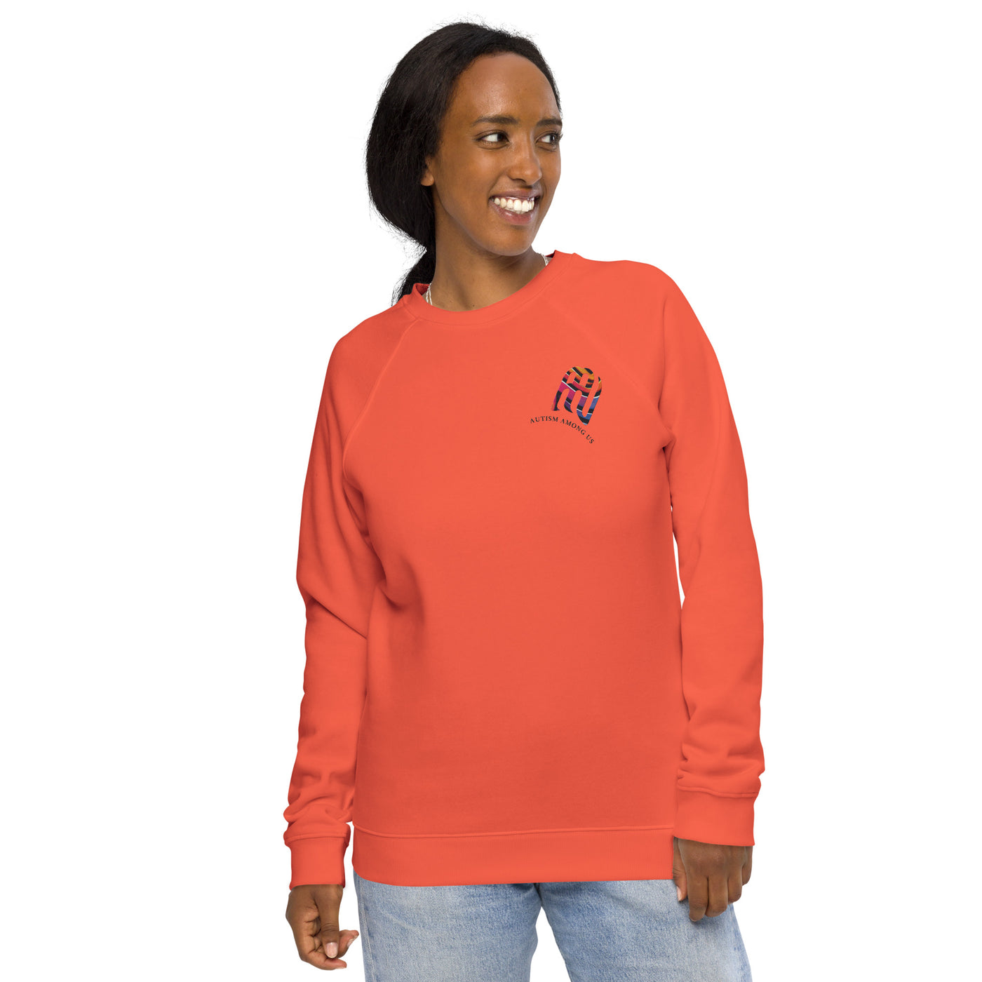 Organic Cotton Unisex Eco Raglan Sweatshirt - with Embroidery Logo | AUTISM AMONG US