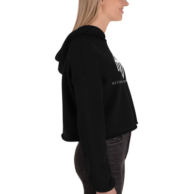 Crop Hoodie Black - Middle Chest White Logo | AUTISM AMONG US