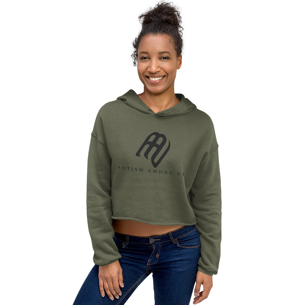 Crop Hoodie - Middle Chest Black Logo | AUTISM AMONG US